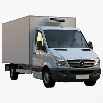White Mercedes Benz Commercial Cargo Van Exterior With Refrigeration Ventilation System 3d model