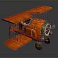 Vintage Orange Biplane Toy Model With Cosmic Aviation Design Elements