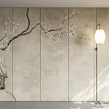 New Chinese Style Background Wall Panel Soft Bag Hard Bag 3d model