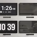 TV Screens Displaying Time Date And Indoor Scenes In Modern Setup 3d model
