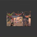Modern Cartoon Scene Department Store Grocery Shop Daily Store Grocery Store 3d model