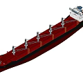 Large Cargo Ship With Red Black Hull On Sea 3d model