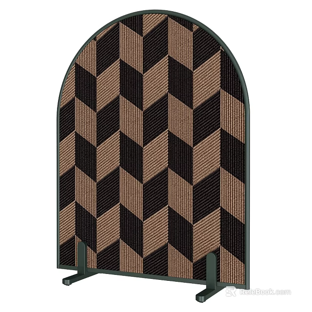 Decorative Interior Partition With Brown Black Geometric Chevron Pattern Textured Design For Home 3d model 