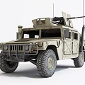 Military Utility Vehicle with Large Tires Sturdy Front Bumper and Roof Mounted Equipment