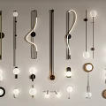 Wall lamp combination spherical wall lamp combination strip wall lamp combination 3d model
