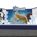 Bustling Commercial Street Featuring Summer Beer Event With Ice Blocks And Refreshing Stage Decorations
