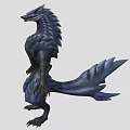 Blue Scaled Mythical Creature Standing With Sharp Claws And Tail 3d model