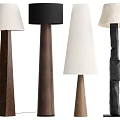 Modern Floor Lamps With Various Designs Wooden Bases And Fabric Shades