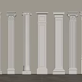White Classical Columns In Various Architectural Styles For Decorative Design Use 3d model