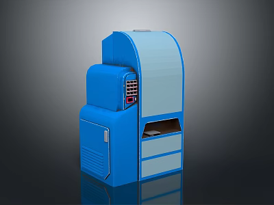 Modern Blue Electronic Appliance with Curved Design Control Panel and Storage Compartment 3d model