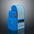 Modern Blue Electronic Appliance with Curved Design Control Panel and Storage Compartment 3d model