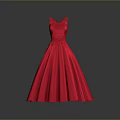 Stylish Red Sleeveless Dress With V Neck And Flared Long Skirt Design