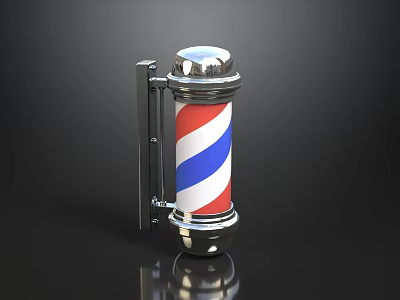 Classic Barber Pole With Red White Blue Stripes For Hair Salon Decoration 3d model