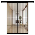 Modern Interior Sliding Glass Doors With Wooden Frame And Indoor Plant Design