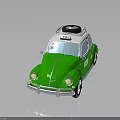 Green And White Vintage Beetle Taxi With Roof Rack And Door TAXI Sign