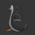 Cute Penguin Plush Doll With Black White Body Orange Feet And Blue Ball