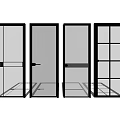 Modern Interior Glass Doors Featuring Black Frames And Diverse Panel Designs 3d model