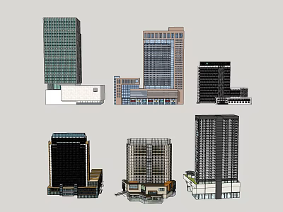 Various Modern Office Buildings With Architectural Designs Exterior Details And Urban Styles 3d model