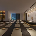 Spacious Yoga Fitness Studio With Aligned Mats And Wall Pose Designs