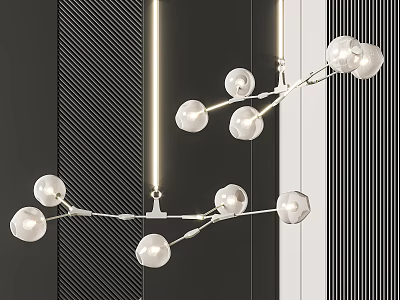 Contemporary Spherical Pendant Light With Sleek Metallic Frame And Multiple Bulbs For Home Interior Decor 3d model