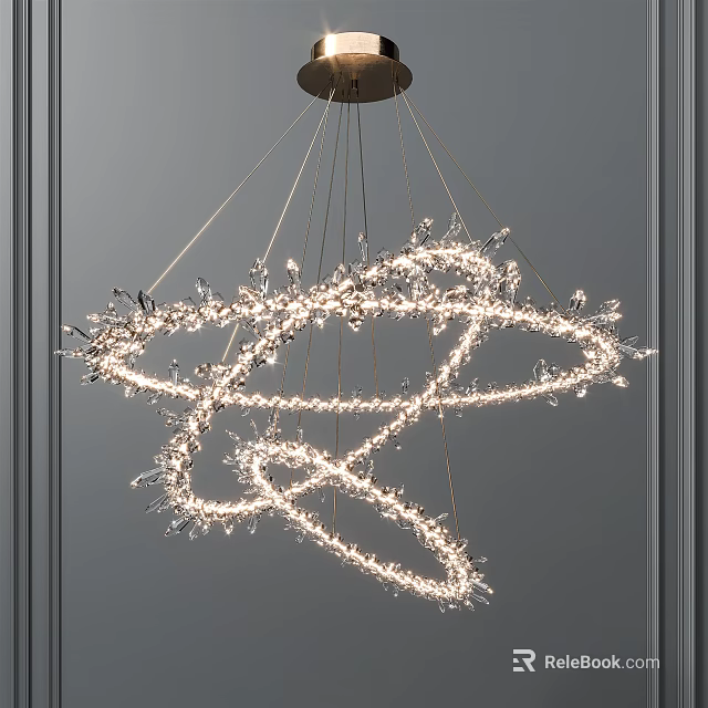 Modern Circular Chandelier With Sparkling Crystal Decorations For Elegant Interior Lighting Design 3d model