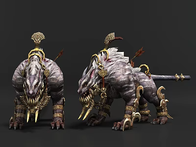 Mythical Beast Game And Movie Character With Armored Body Fierce Fangs And Fur 3d model