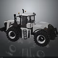 White Tractor With Large Black Wheels And Cabin On Reflective Surface 3d model
