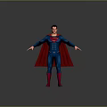 Superman Character in Blue Bodysuit Red Cape and S Logo Standing with Arms Outstretched