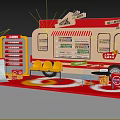 Vibrant Event Passage With Promotion Cart Drinks Seats Tables And Decorations