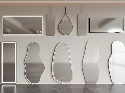Different Shapes of Decorative Wall Mirrors for Modern Home Interior Design 3d model