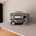 Ice Cream Truck Model With Sweet Treats Sign And Ladder On Display Platform