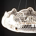 Modern White Chandelier With Petal Wave Hollow Design Hanging Light Shining Through