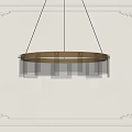 Elegant Gold Frame Pendant Light Featuring Wire Grid Design Against White Ornate Wall