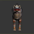 Decorative Wolf With Spiked Headpiece Red Facial Patterns Colorful Body Markings And Leg Decorations