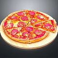 Sliced Pepperoni Pizza With Cheese And Tomato Sauce On Wooden Tray