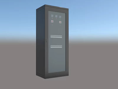 Industrial Control Cabinet Equipment With Gray Exterior Glass Door And Control Panel 3d model