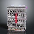 Multi Storey Commercial Building With Red Signage Multiple Windows And Shop Fronts