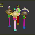 Colorful Magic Wands with Star Heart and Dome Shaped Tops Golden Bases Transparent Rods