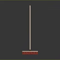 Red Bristle Broom With Wooden Handle On Gray Surface With Reflection 3d model