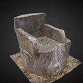 Natural Rustic Tree Stump Chair With Handcrafted Wood Texture And Gravel Base