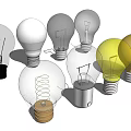 Assorted Light Bulbs With Different Designs Colors Shapes And Base Materials 3d model