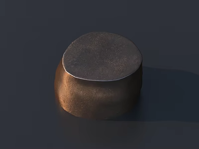 Sturdy Copper Metal Stool With Matte Surface And Rounded Top Design 3d model