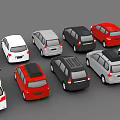 Various Colored Cars Including Red Black White Silver SUV and MPV Models