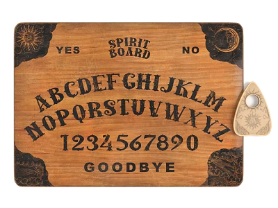 Traditional Spirit Board Game With Letters Numbers YES NO GOODBYE And Sun Moon Design 3d model