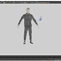 Man Wearing Dark Hoodie And Dark Pants Standing Against Gray Background In Casual 3D Figure
