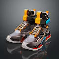 Modern Transparent High Top Sneakers Design With Gray Base Yellow Blue And Red Accents
