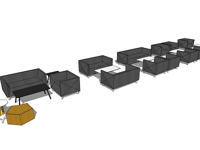 Leisure Sofa Set with Modular Seating Units for Living Room Space 3d model