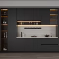 Modern Gray Wine Cabinet Interior Design With Layered Lighting And Cabinets