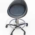 Laboratory Adjustable Stool With Leather Seat And Metal Base On Wheels