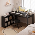 Corner Desk Bed Pillow Quilt Hanging Picture Ornaments Vase Keyboard Mouse Desk Lamp Carpet Office Chair Storage Box Bookshelf Rotating Chair Leather Chair Book Folder Computer Window Exterior Drawing Paper 3d model